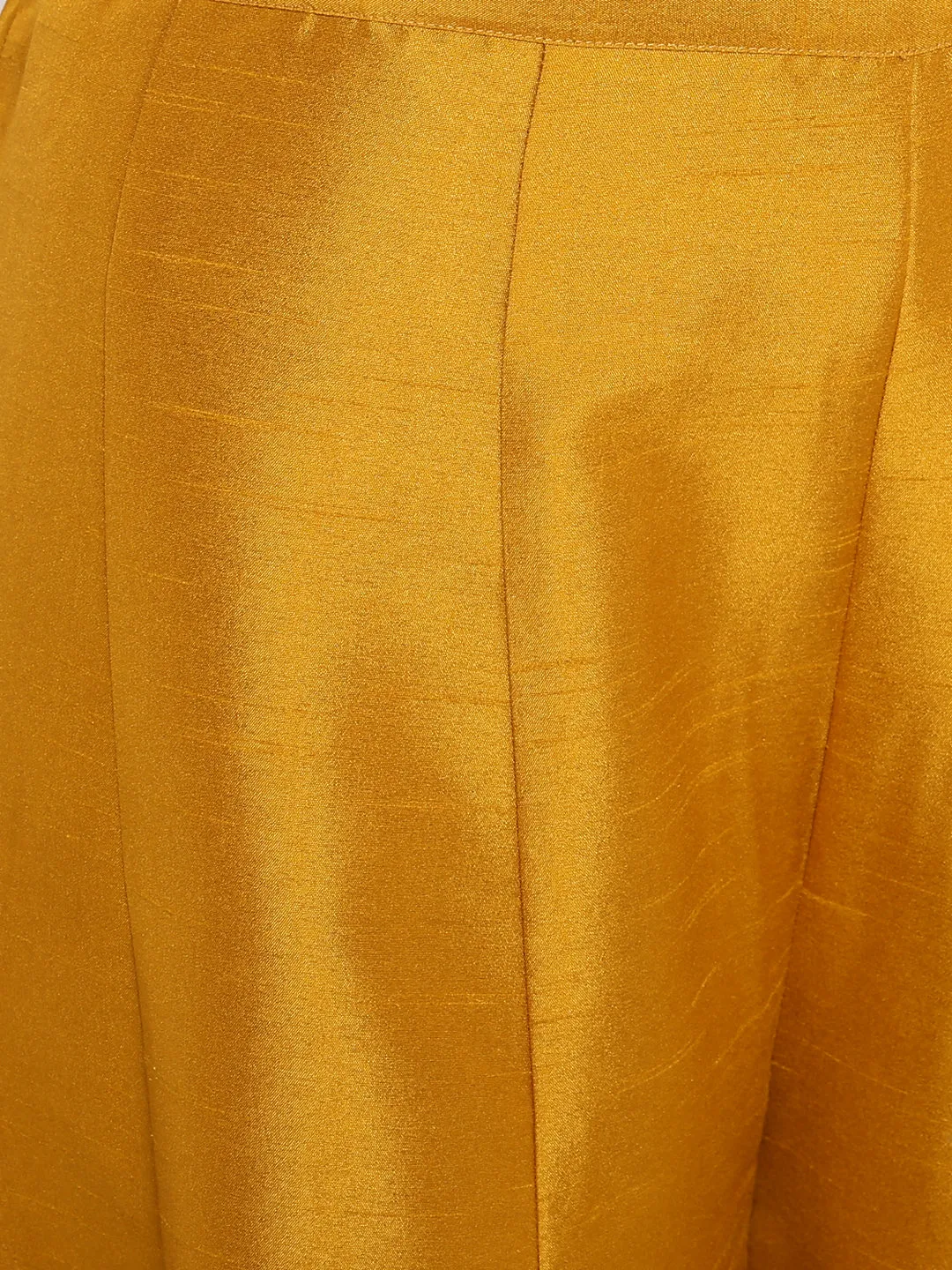 Mustard Poly Silk Kurta With Palazzo and Dupatta