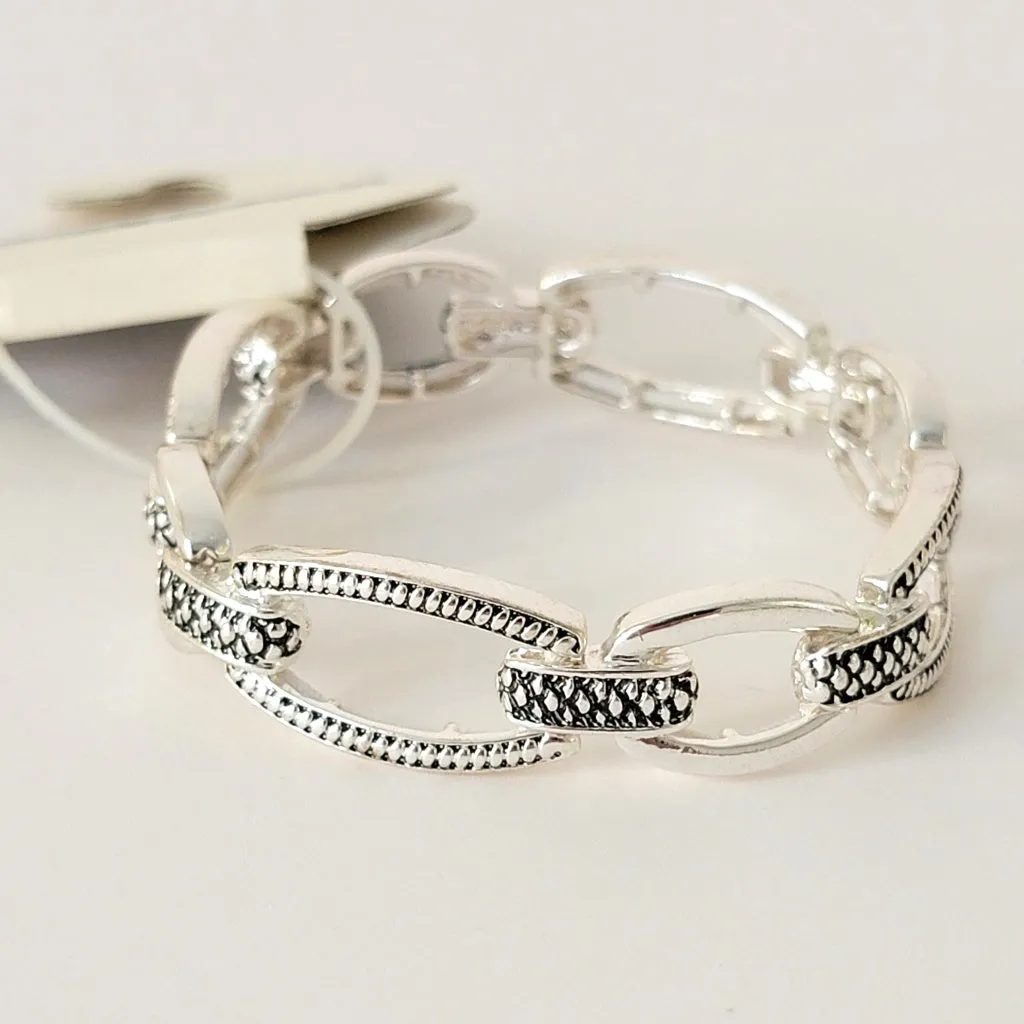 Napier Silver Tone Stretch Bracelets, Pair