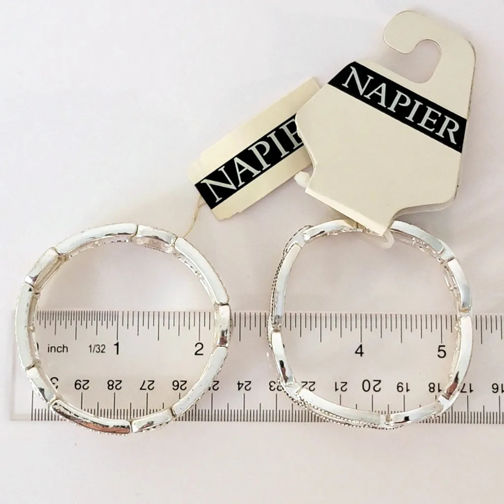 Napier Silver Tone Stretch Bracelets, Pair