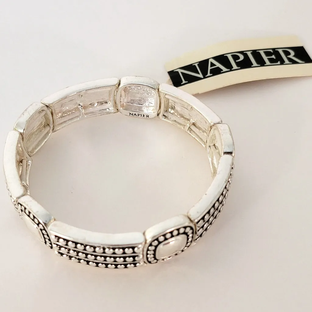 Napier Silver Tone Stretch Bracelets, Pair