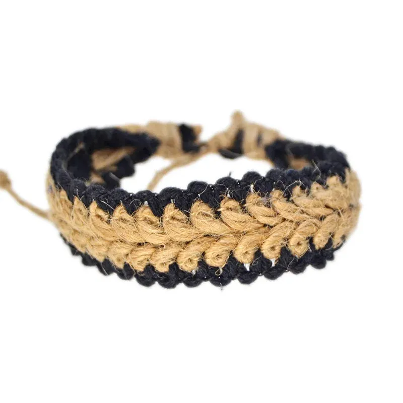 Natural cotton and linen colorful bracelet original handmade jewelry