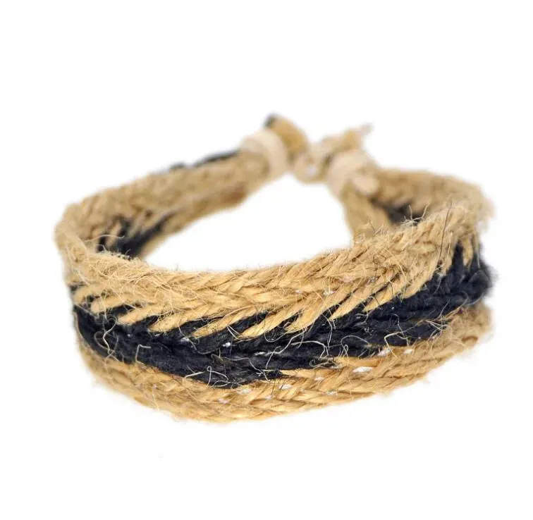 Natural cotton and linen colorful bracelet original handmade jewelry