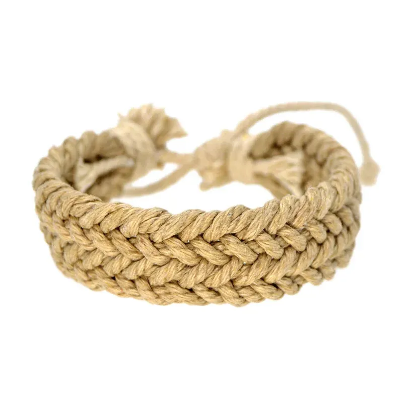 Natural cotton and linen colorful bracelet original handmade jewelry