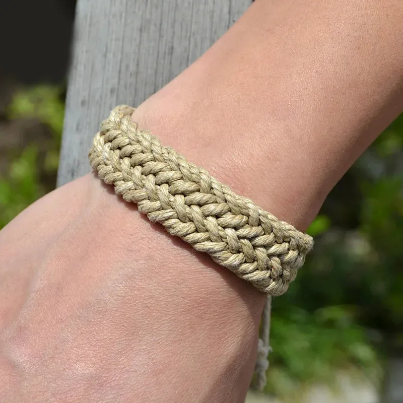 Natural cotton and linen colorful bracelet original handmade jewelry