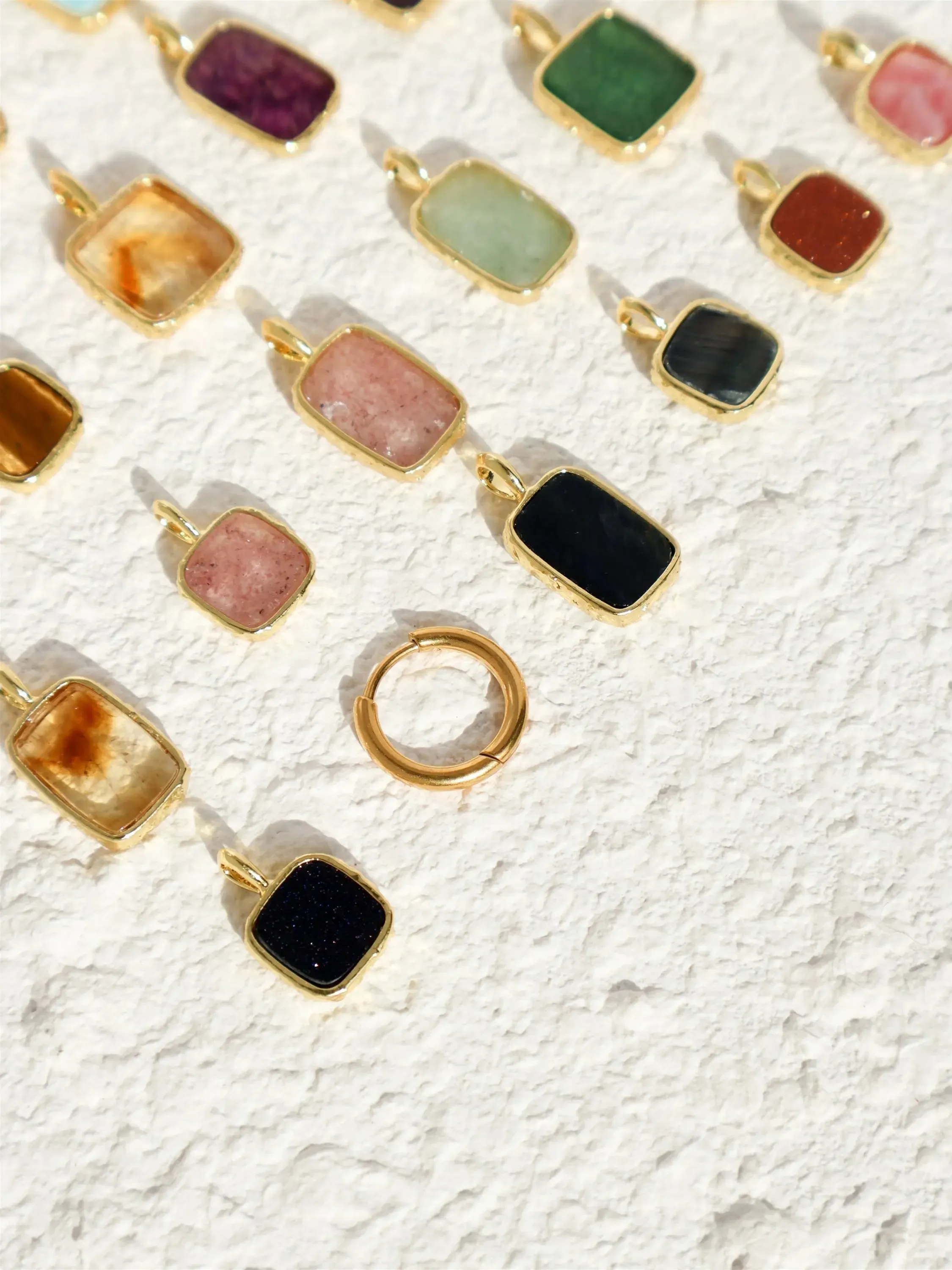 Natural Crystal Square Plate Earrings Daily Simple Exquisite