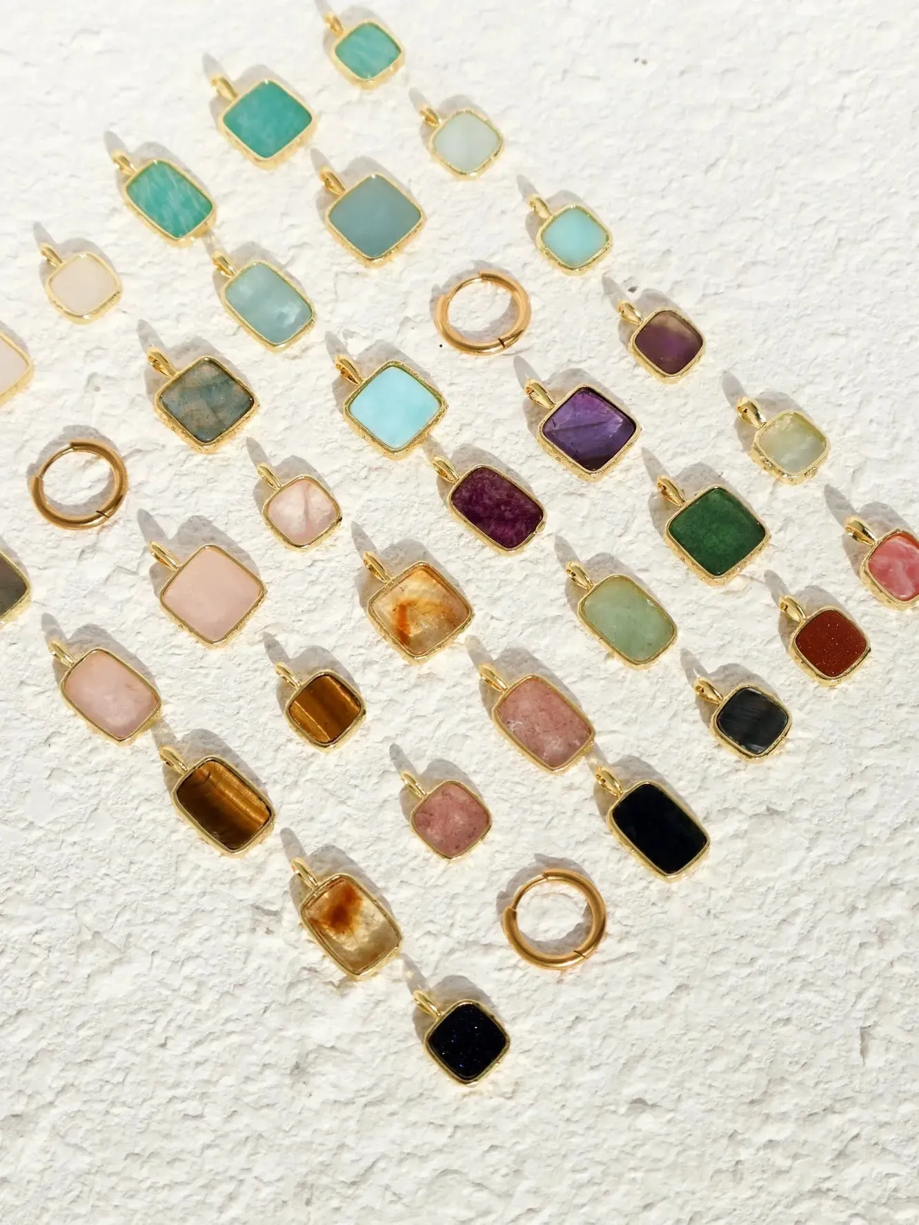 Natural Crystal Square Plate Earrings Daily Simple Exquisite