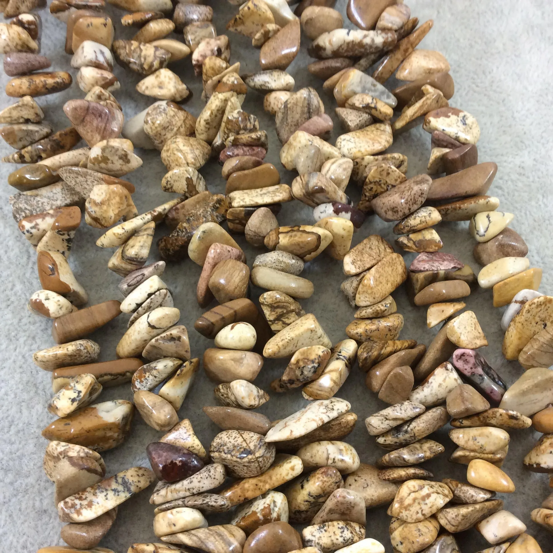 Natural Picture Jasper Nugget Beads - Chunky Smooth Glossy, 10-15mm, 16" Strand (~75-80 Beads)