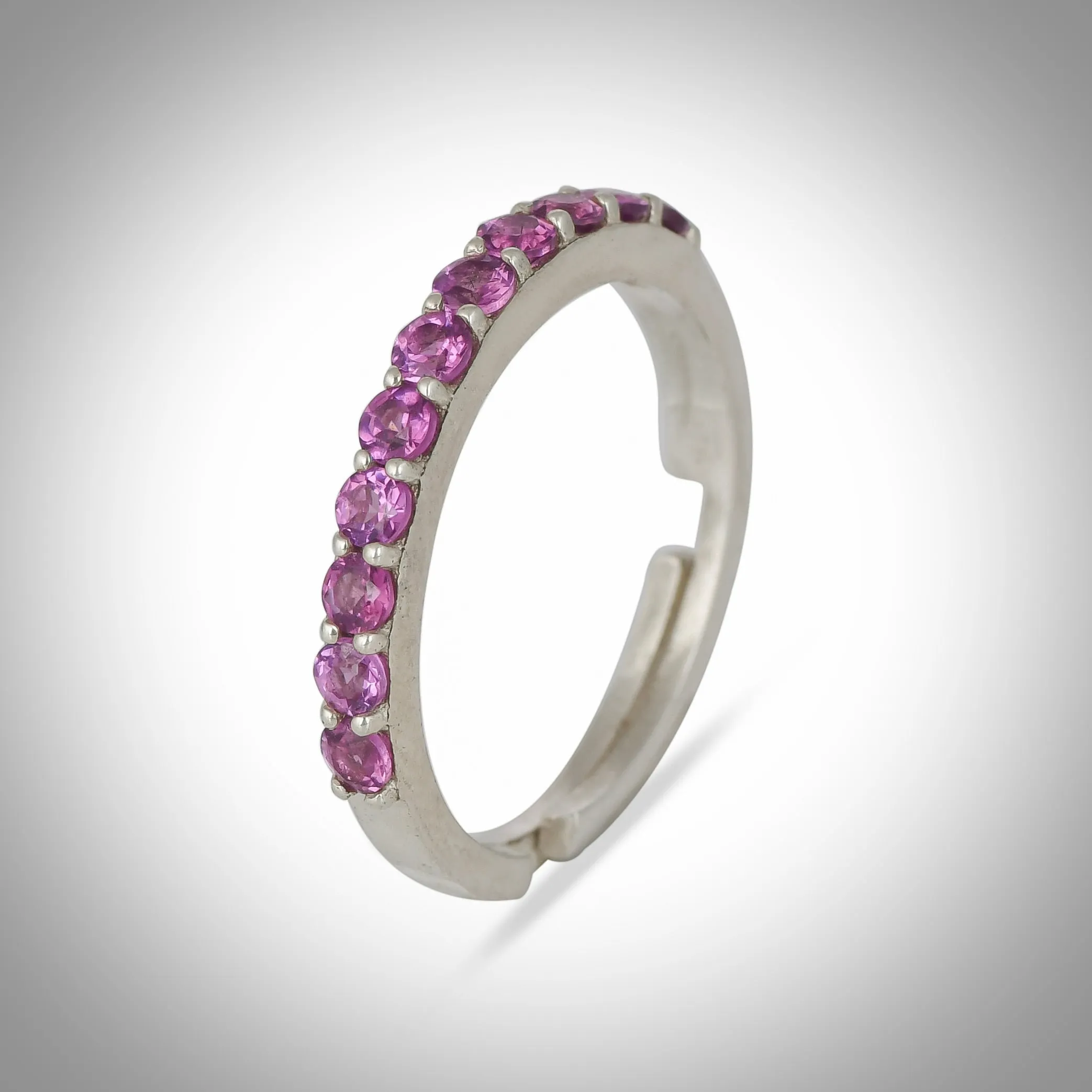 Natural Purple Garnet Silver Band Ring - From Purl