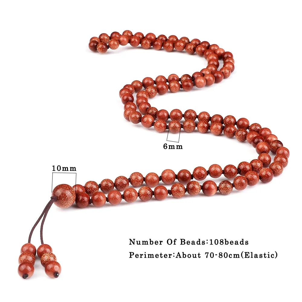 Natural Sandstone Bracelets  Necklace Women Shiny Crystal Quartz Handmade Energy Jewelry