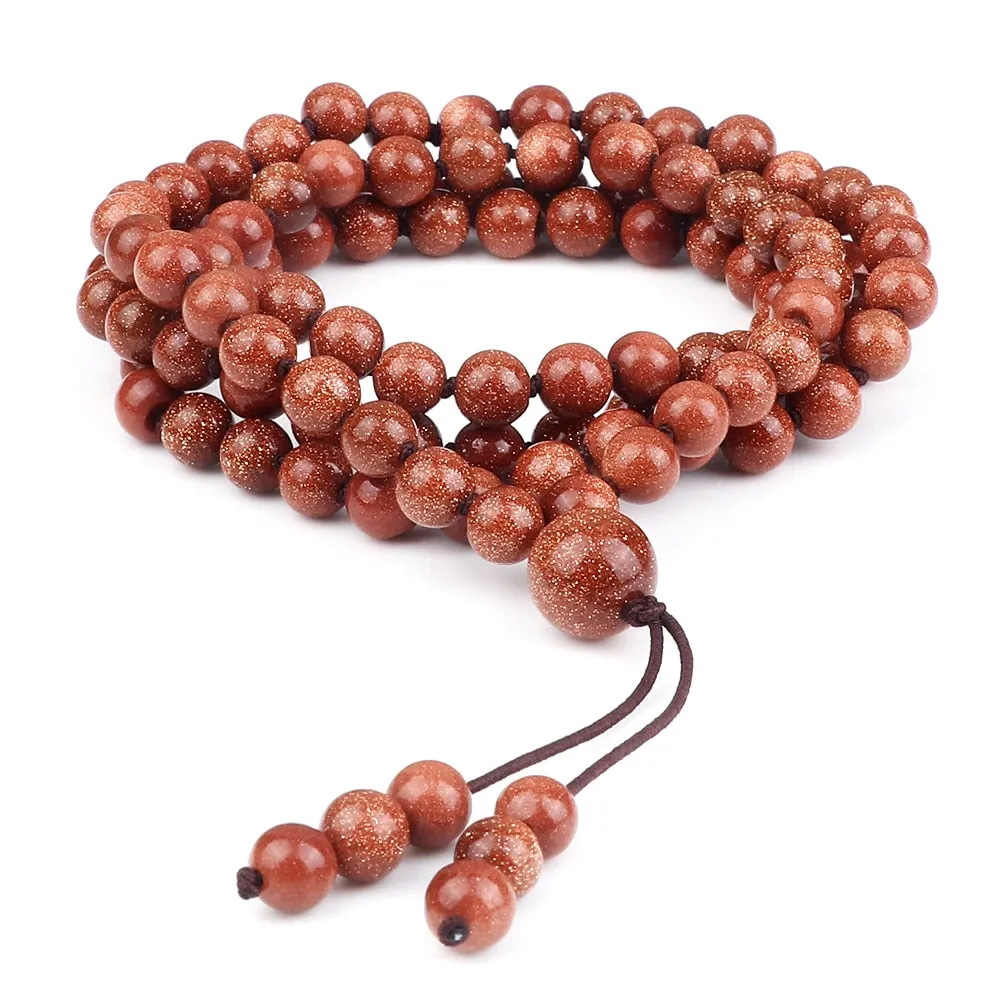 Natural Sandstone Bracelets  Necklace Women Shiny Crystal Quartz Handmade Energy Jewelry