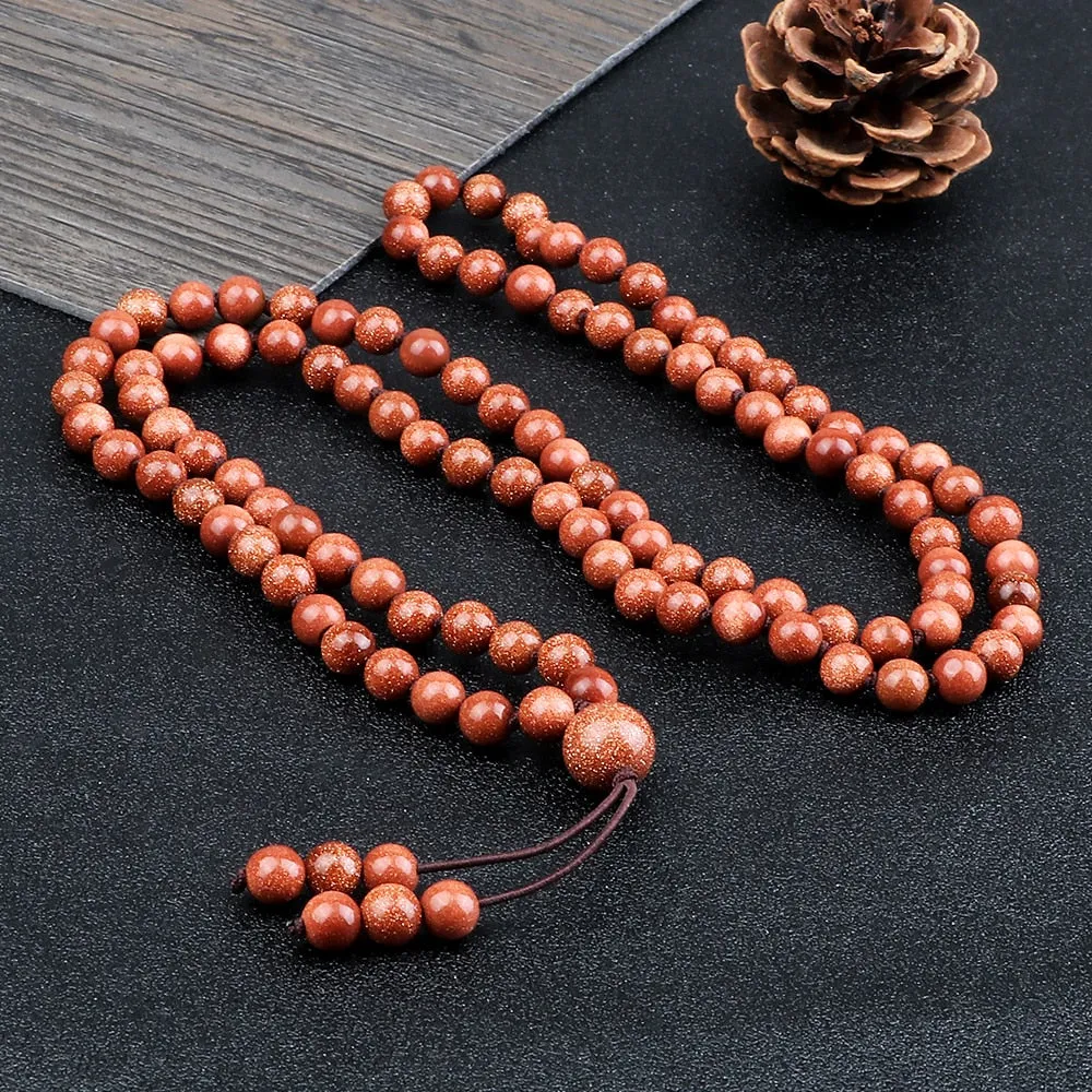 Natural Sandstone Bracelets  Necklace Women Shiny Crystal Quartz Handmade Energy Jewelry
