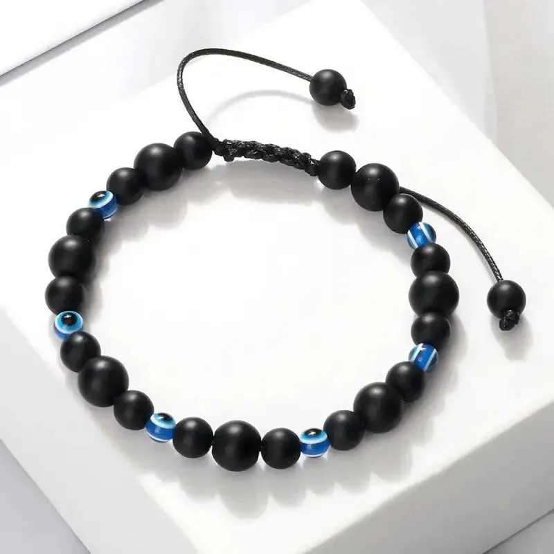 Natural Stones Blue Evil Eye Adjustable Bracelets