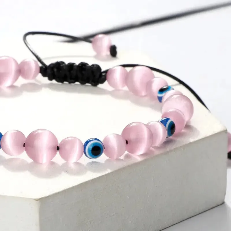 Natural Stones Blue Evil Eye Adjustable Bracelets