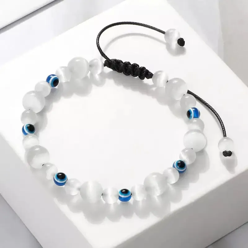 Natural Stones Blue Evil Eye Adjustable Bracelets