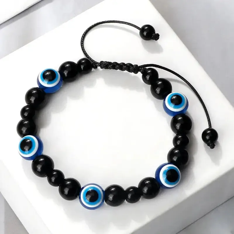 Natural Stones Blue Evil Eye Adjustable Bracelets