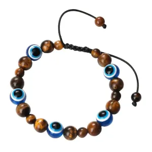 Natural Stones Blue Evil Eye Adjustable Bracelets