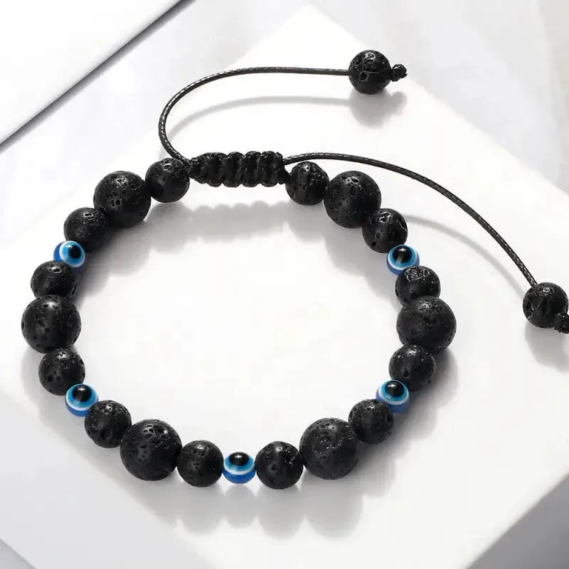 Natural Stones Blue Evil Eye Adjustable Bracelets