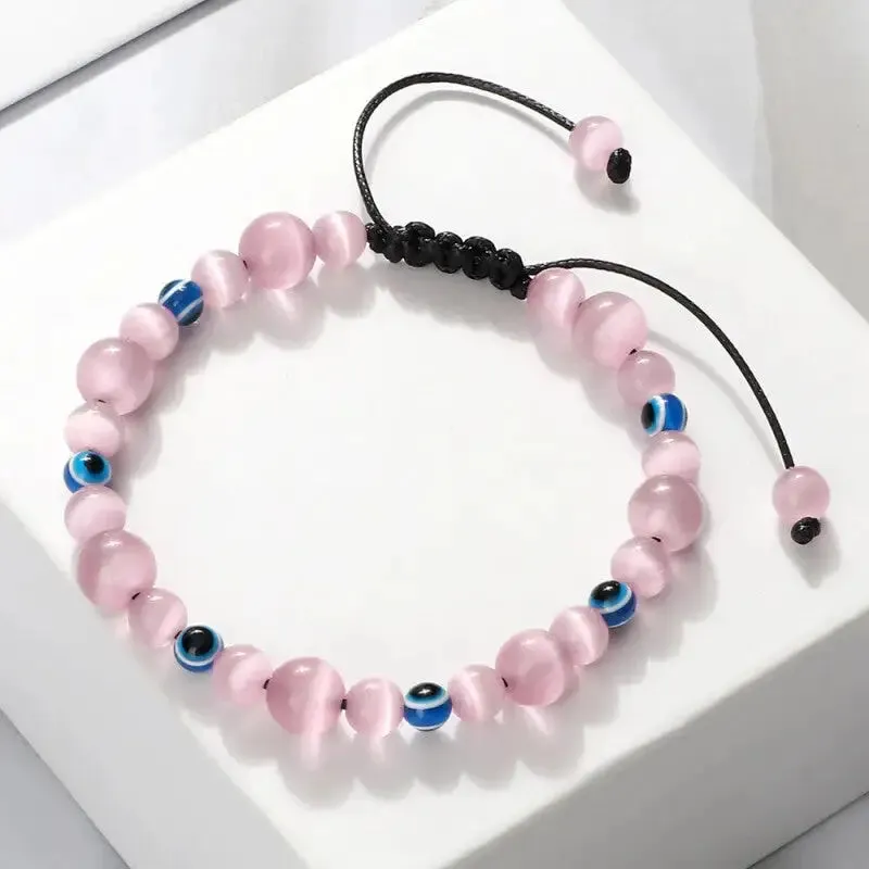 Natural Stones Blue Evil Eye Adjustable Bracelets
