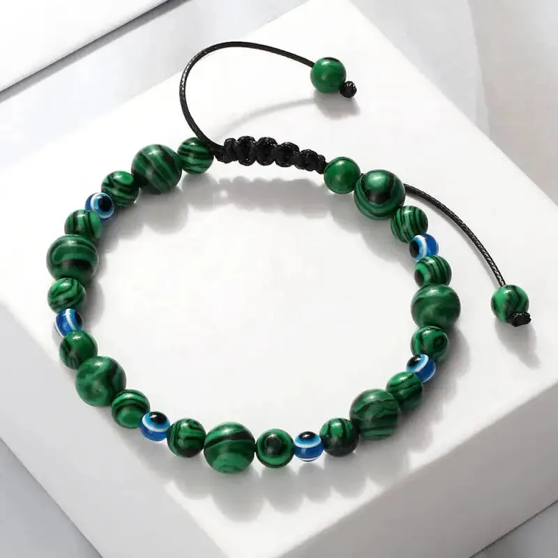 Natural Stones Blue Evil Eye Adjustable Bracelets
