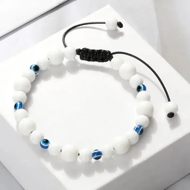 Natural Stones Blue Evil Eye Adjustable Bracelets