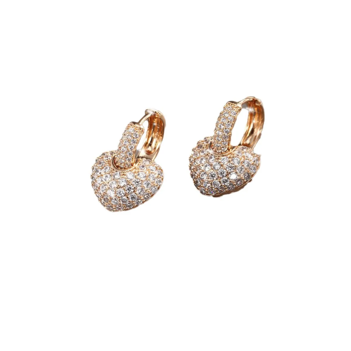 New Heart Earrings Alloy Micro-encrusted Zirconium Earrings Personalized Fashion Love Earrings for Women