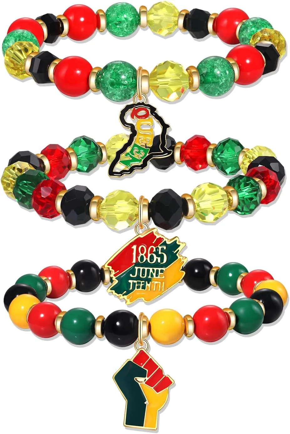 NLCAC Mardi Gras Bracelets for Women Glitter Mask Crown Fleur De Lis Charm Bracelets Purple Green Gold Beaded Stretch Bracelets Carnival Holiday Accessory Party Gifts