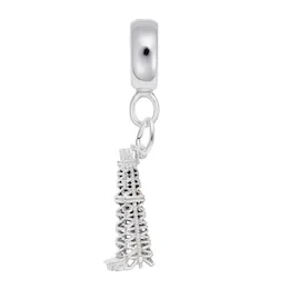 Oil Well Charm Dangle Bead In Sterling Silver