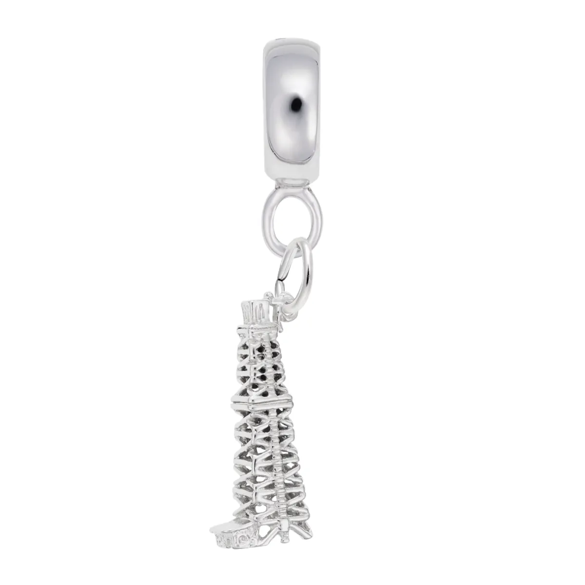 Oil Well Charm Dangle Bead In Sterling Silver