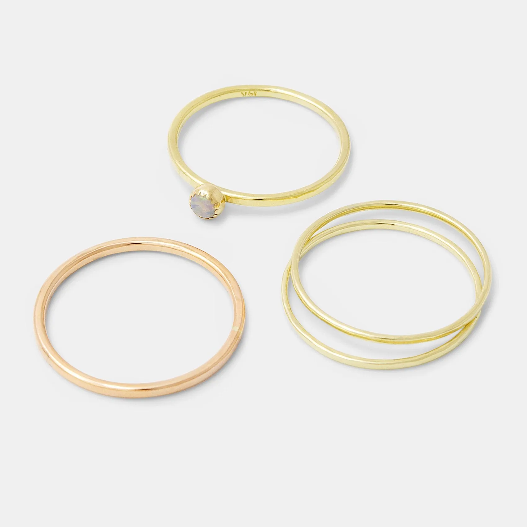 Opal & Solid Gold Stacking Ring