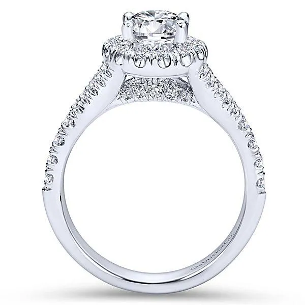 Oval Halo Subtle Split Shank Diamond Ring .67 Cttw 475A