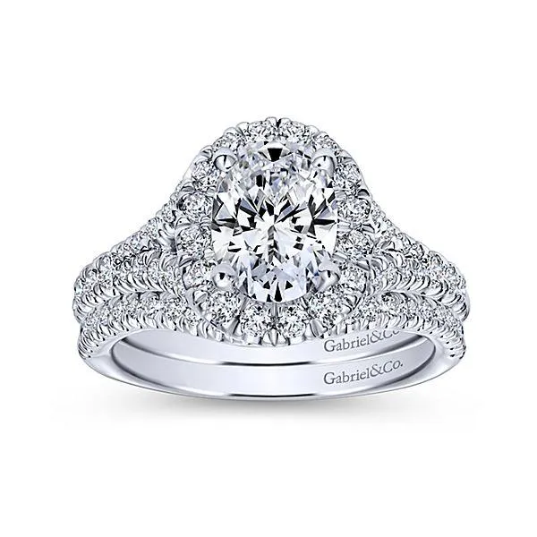 Oval Halo Subtle Split Shank Diamond Ring .67 Cttw 475A