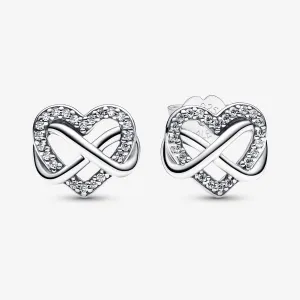 Pandora Silver Sparkling Infinity Heart Stud Earrings