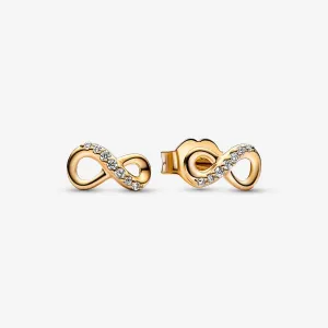 Pandora Yellow Gold Plated Sparkling Infinity Stud Earrings