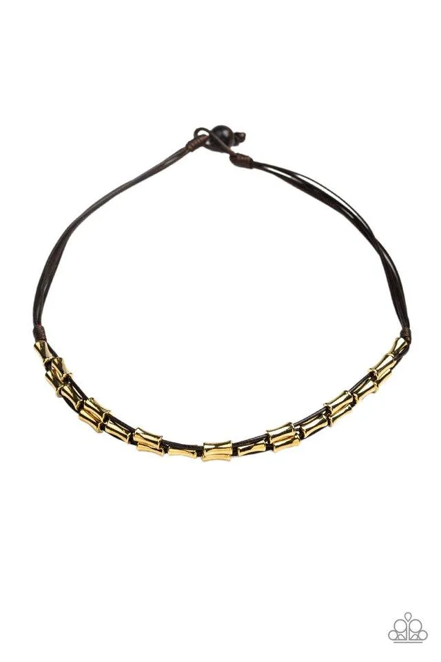 Paparazzi Necklace ~ Moto Maverick - Brown