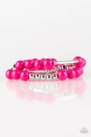 Paparazzi New Adventures Pink Stretch Bracelet - P9WH-PKXX-195XX