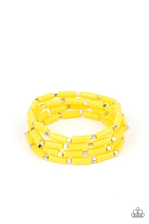 Paparazzi Radiantly Retro Yellow Stretch Bracelet - P9WH-YWXX-147XX
