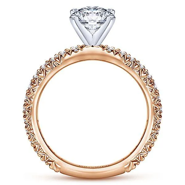 Pave Set Classic Diamond Ring  .39 Cttw 14K Rose Gold 34A