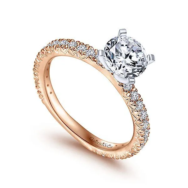 Pave Set Classic Diamond Ring  .39 Cttw 14K Rose Gold 34A