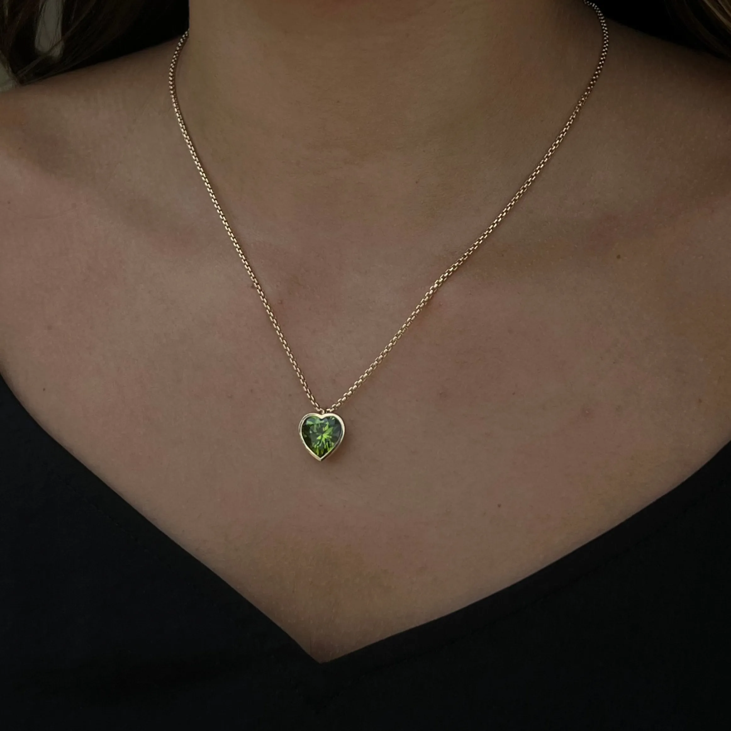 Peridot Heart Pendant Necklace