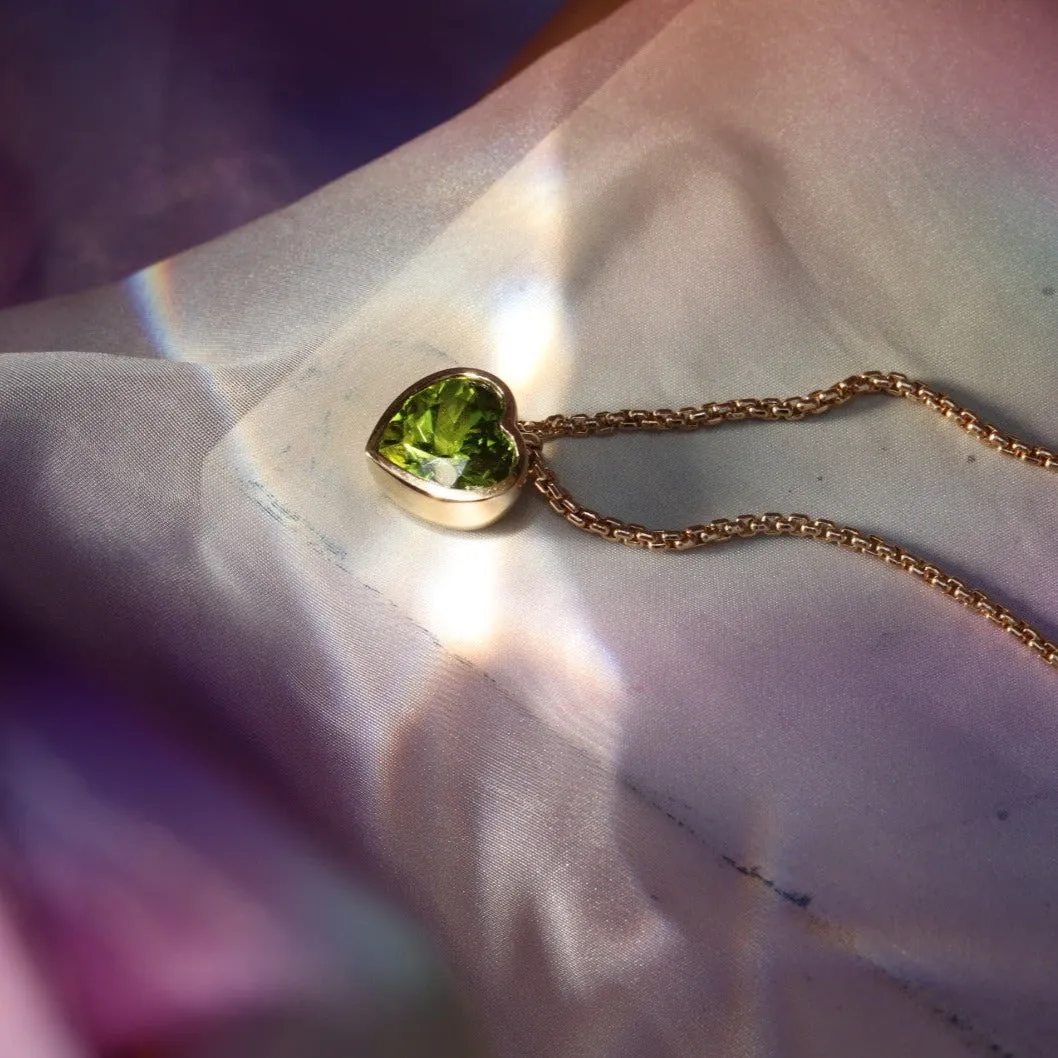 Peridot Heart Pendant Necklace