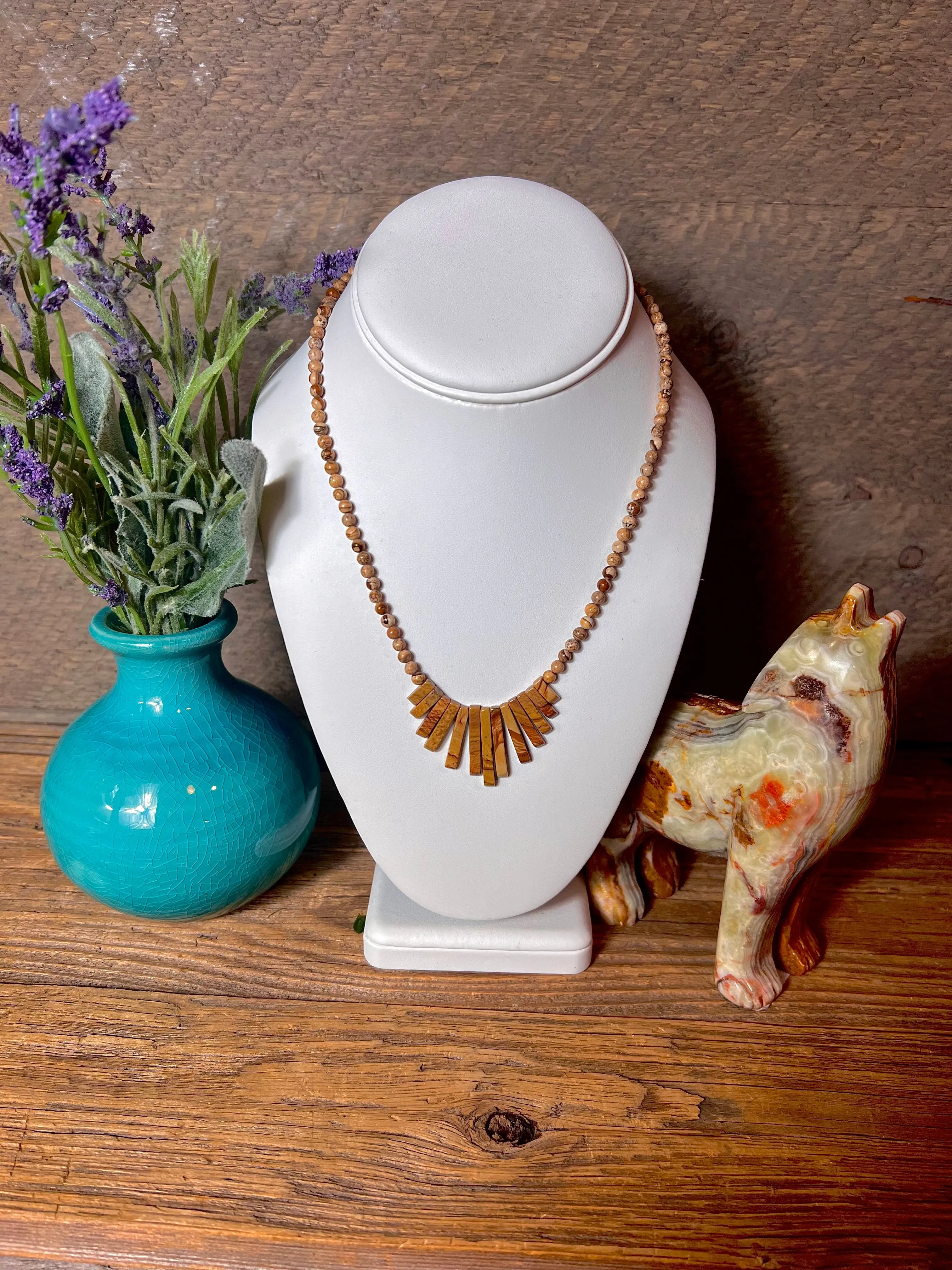 Picture Jasper Bead Necklace