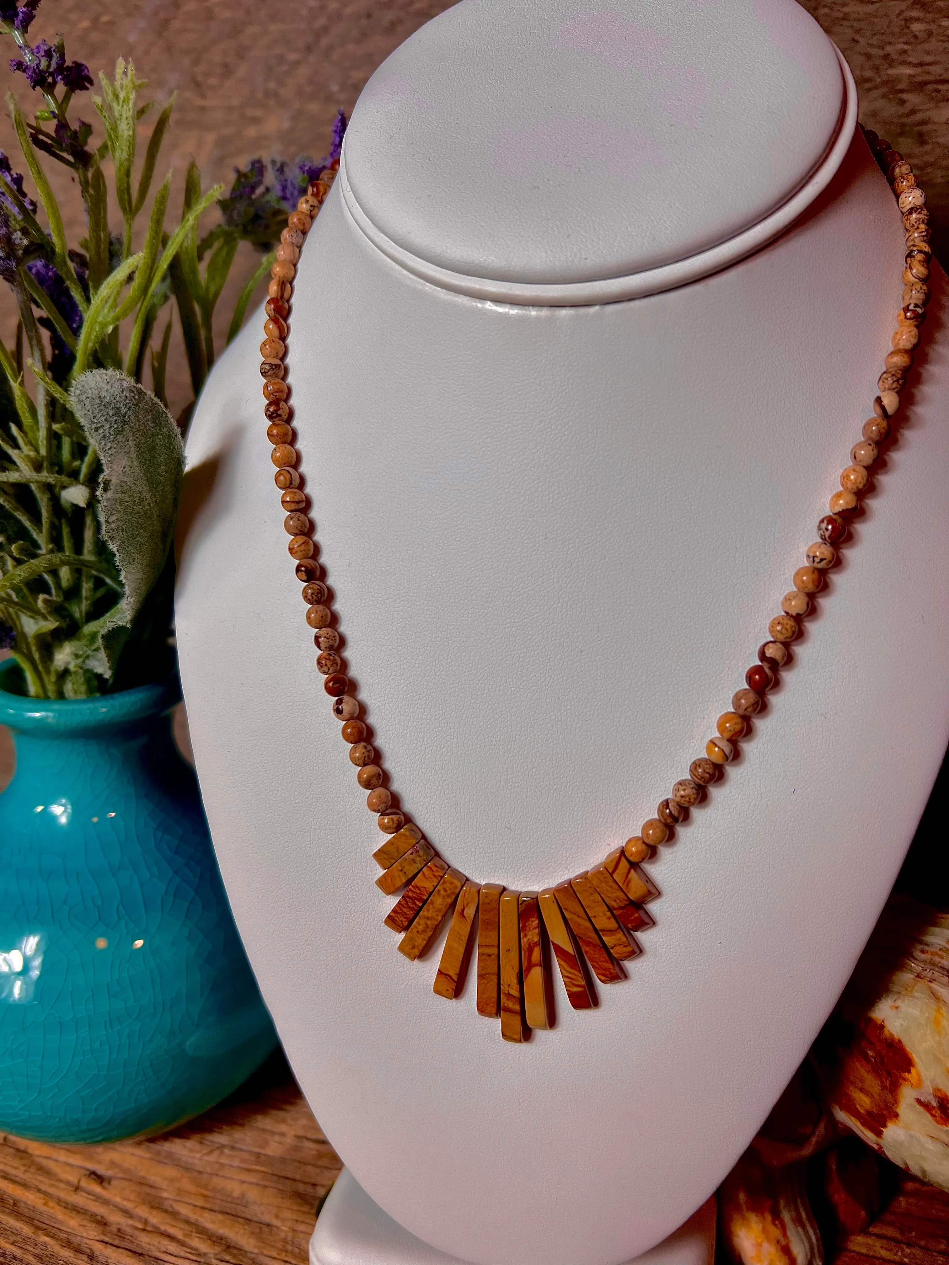 Picture Jasper Bead Necklace