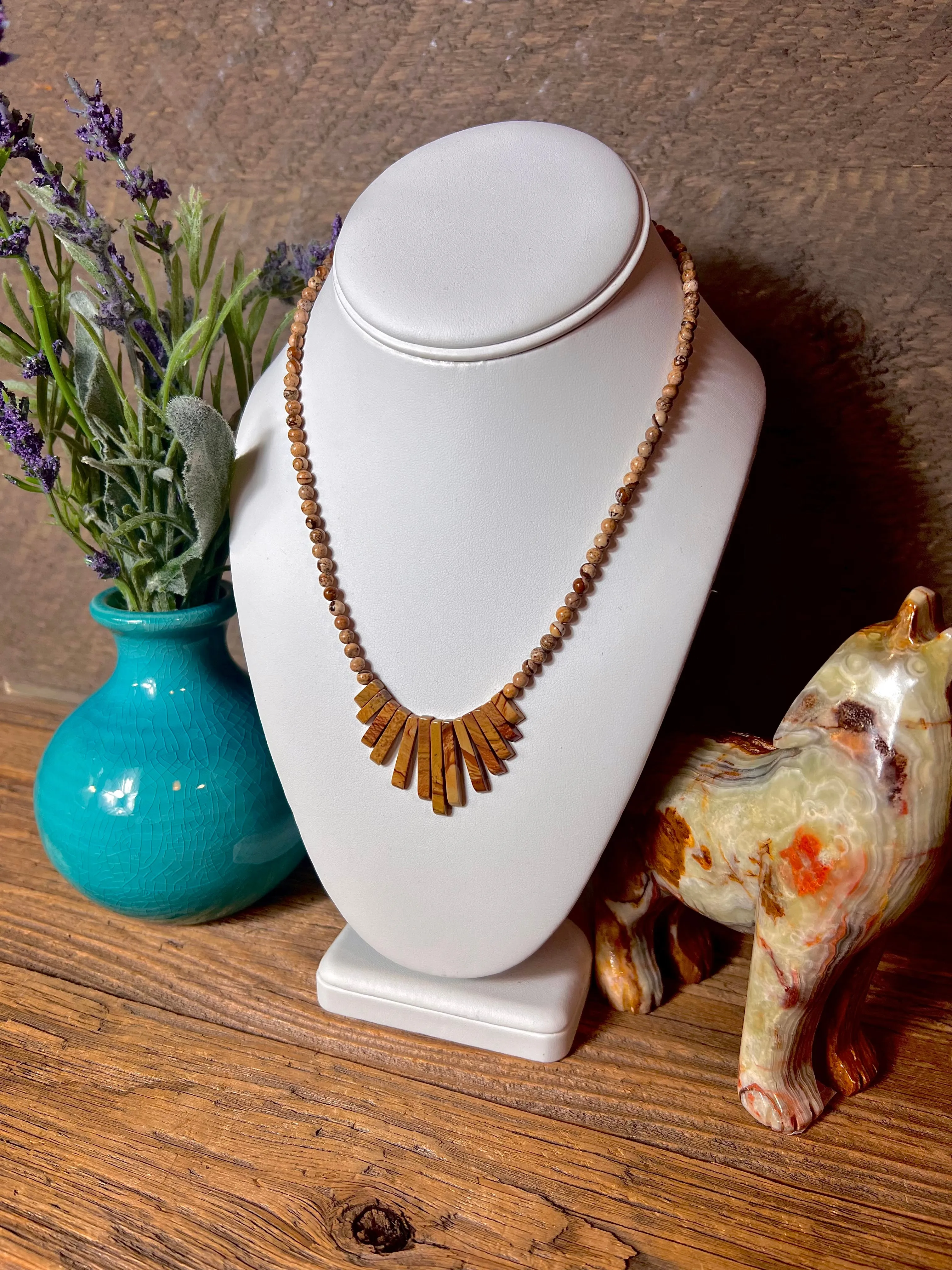 Picture Jasper Bead Necklace
