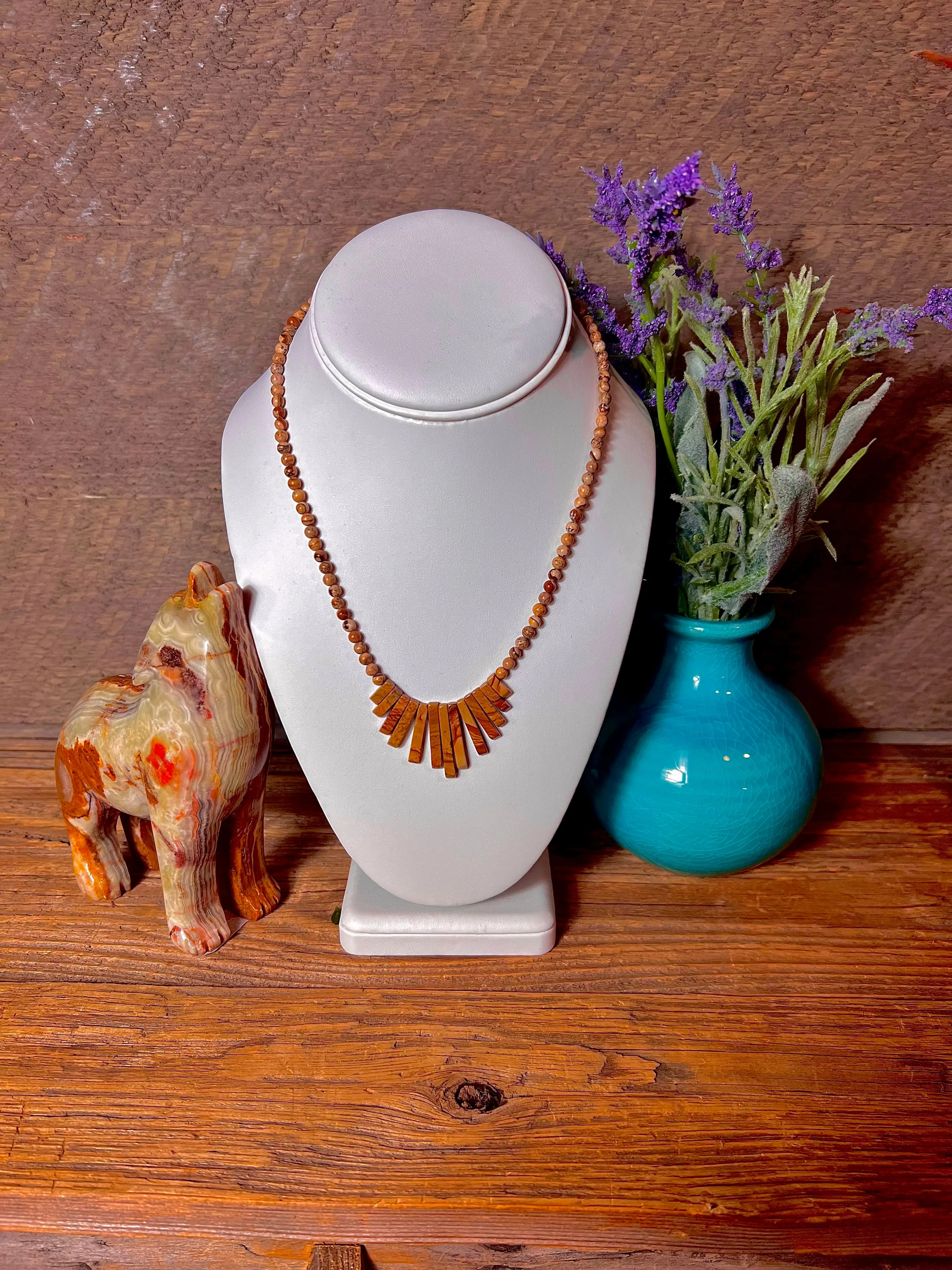 Picture Jasper Bead Necklace