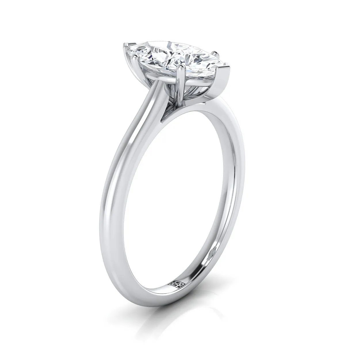 Platinum Marquise   Pinched Comfort Fit Claw Prong Solitaire Engagement Ring