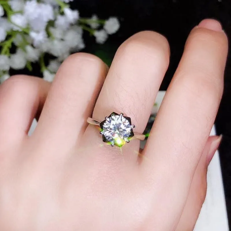 Platinum Plated Silver Vintage Solitaire Moissanite Ring 1.5ct