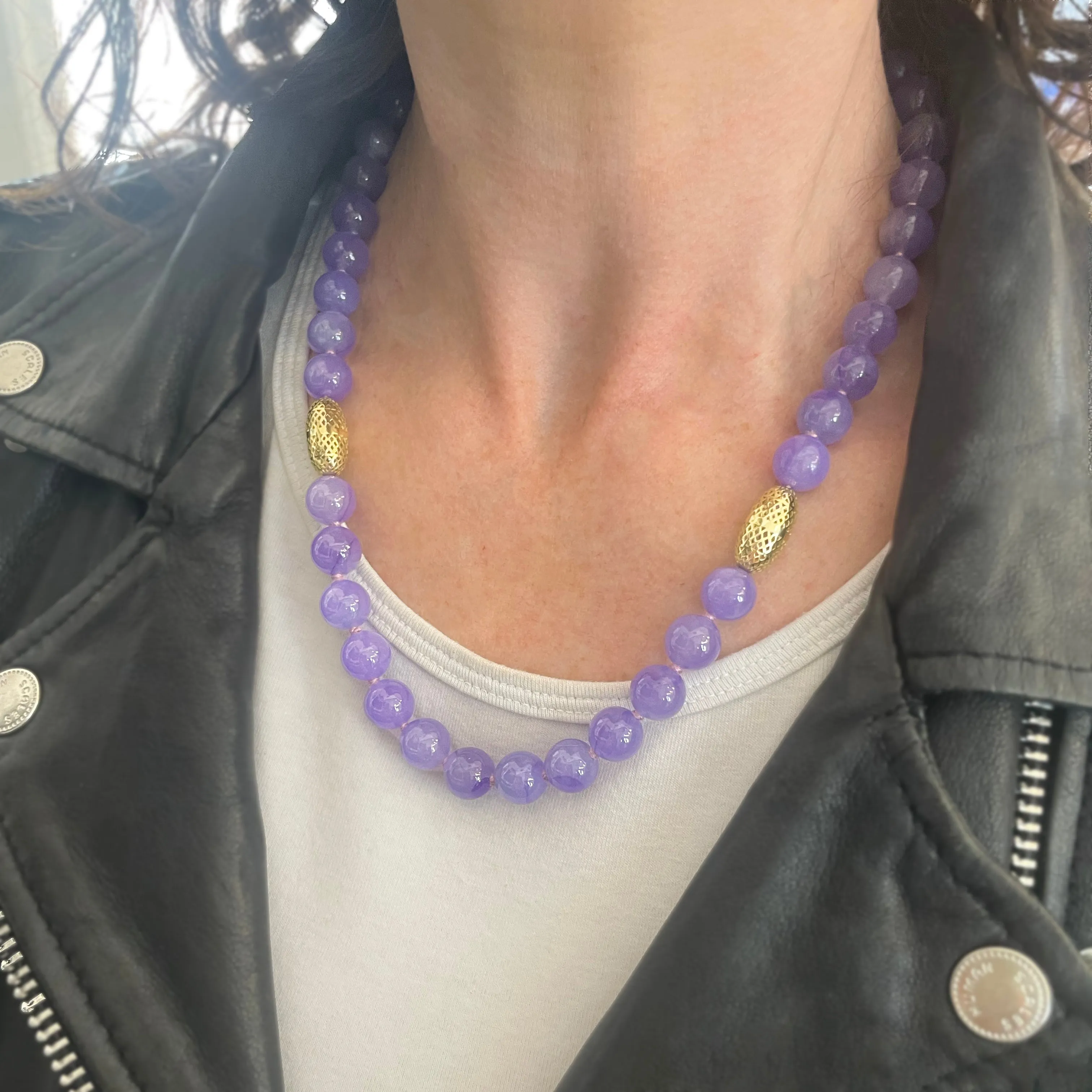 Purple Jade Beaded Necklace