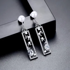 "Trina" - Pearl and Cubic Zirconia Bridal Earrings