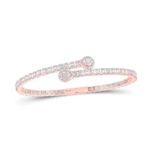Radiant Rose Gold Diamond Cuff Bangle Bracelet - 2-5/8 Cttw