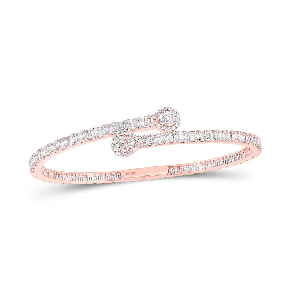 Radiant Rose Gold Diamond Cuff Bangle Bracelet - 2-5/8 Cttw